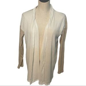 Bobeau cardigan women’s long sleeve nwt color block  tan cream waffle knit Sz S